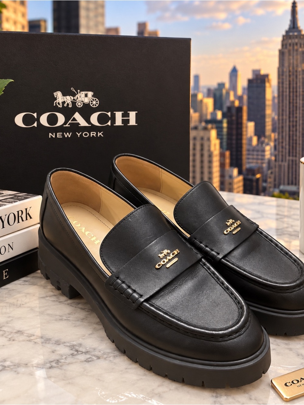 Coach Lucy Platform leather loafer size 9